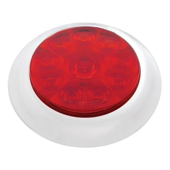 10 LED 4" Stop, Turn, & Tail Light with Bezel- Red LED/Red Lens