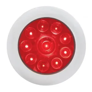 10 LED 4" Stop, Turn, & Tail Light with Bezel- Red LED/Red Lens