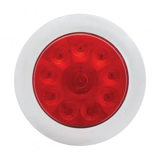 10 LED 4" Stop, Turn, & Tail Light with Bezel- Red LED/Red Lens