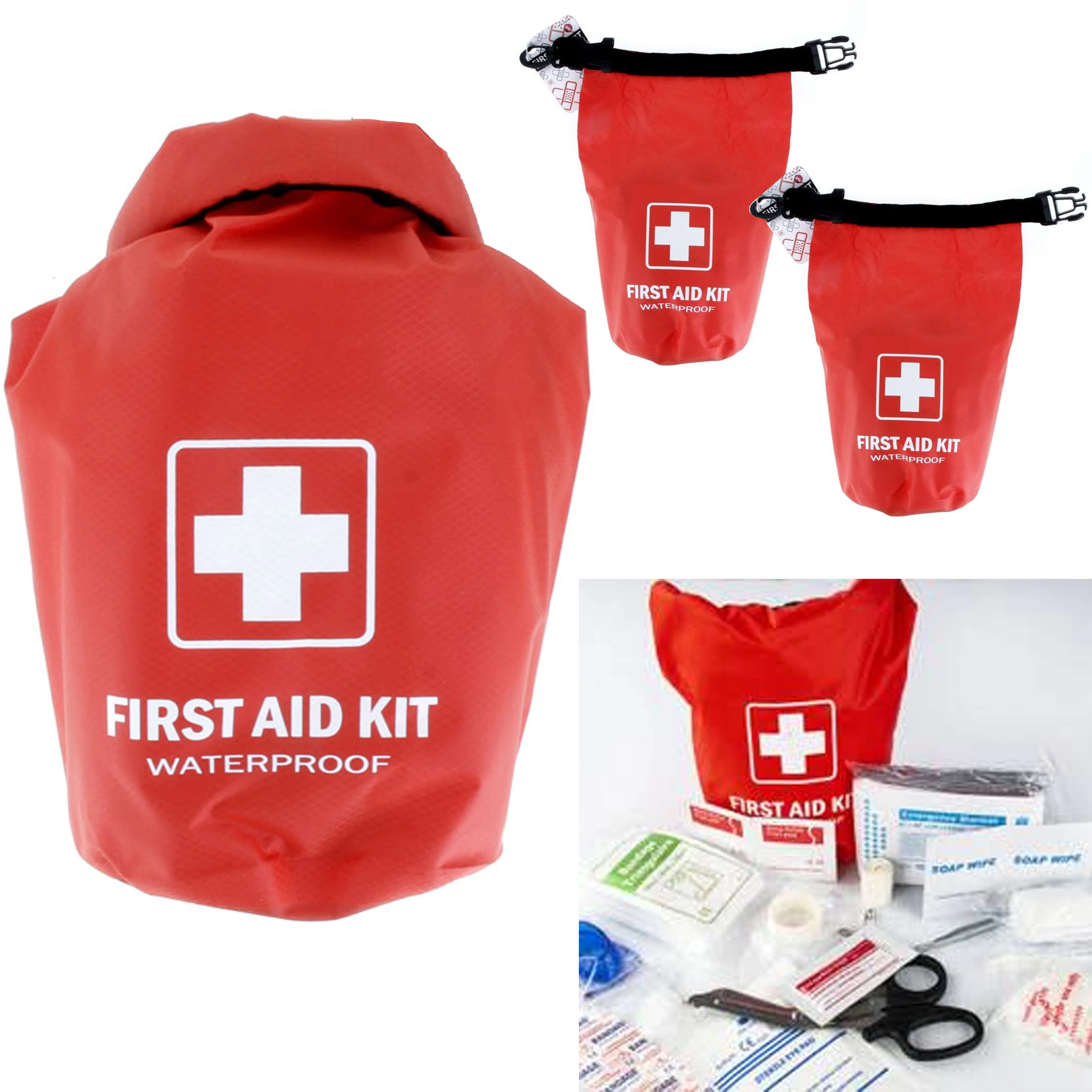 2 First Aid Kits 200 Pc Premium Medical Emergency Bag Waterproof Dry Sack Travel
