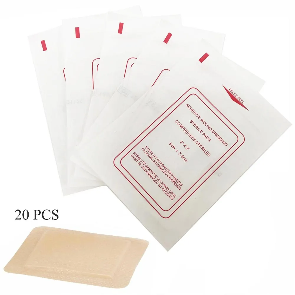 20 Wound Adhesive Dressing Bandages Pad 2X3 Sterile Wrap Medical First Aid Care
