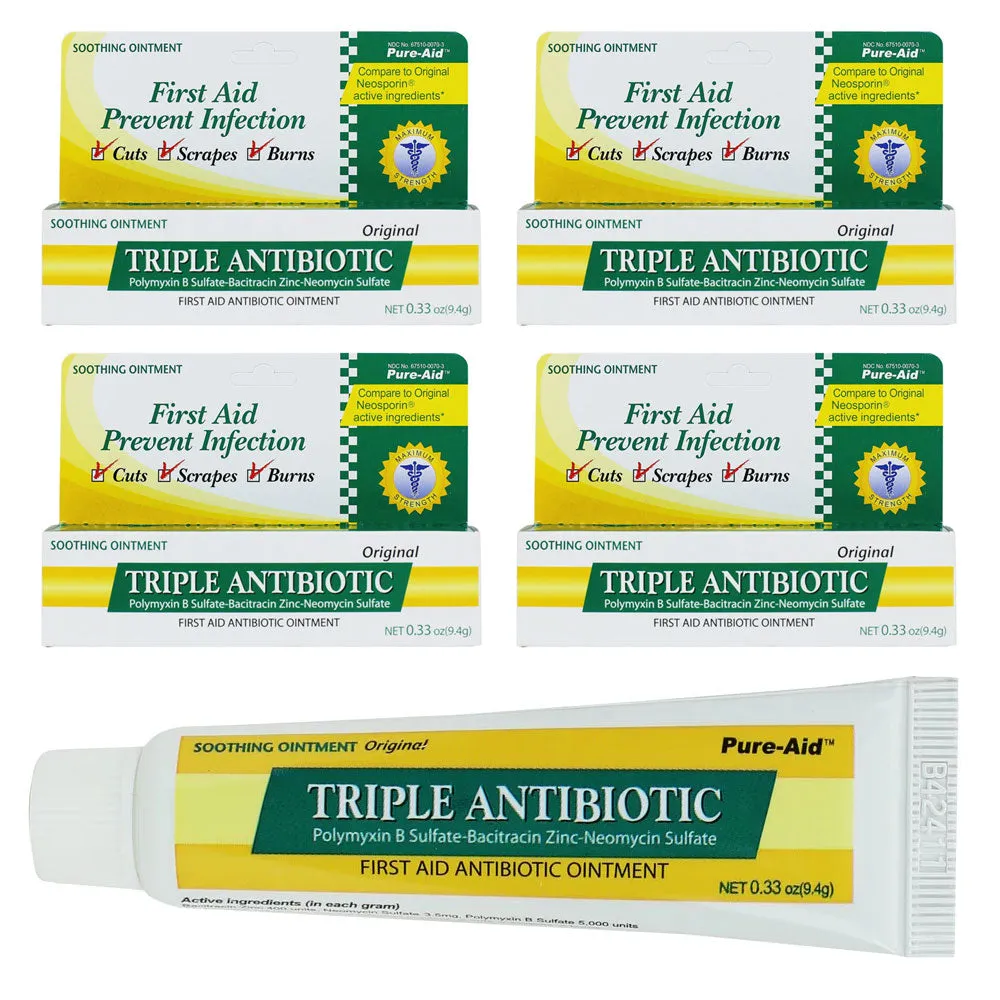 4 Pc Triple Antibiotic Ointment 0.33oz Bacitracin Neomycin Polymyxin First Aid