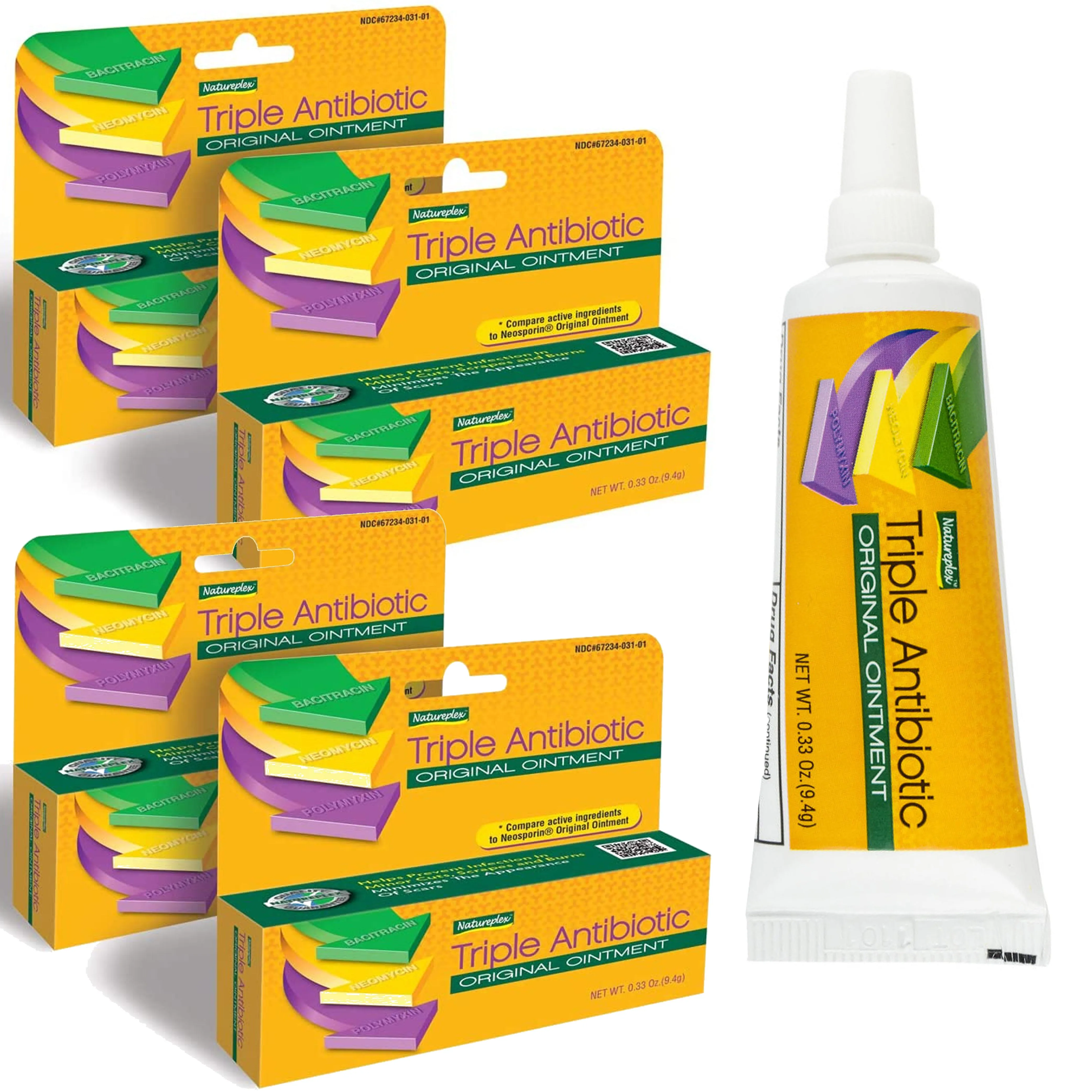 4 Pc Triple Antibiotic Ointment 0.33oz Cream Bacitracin Zinc First Aid Relief