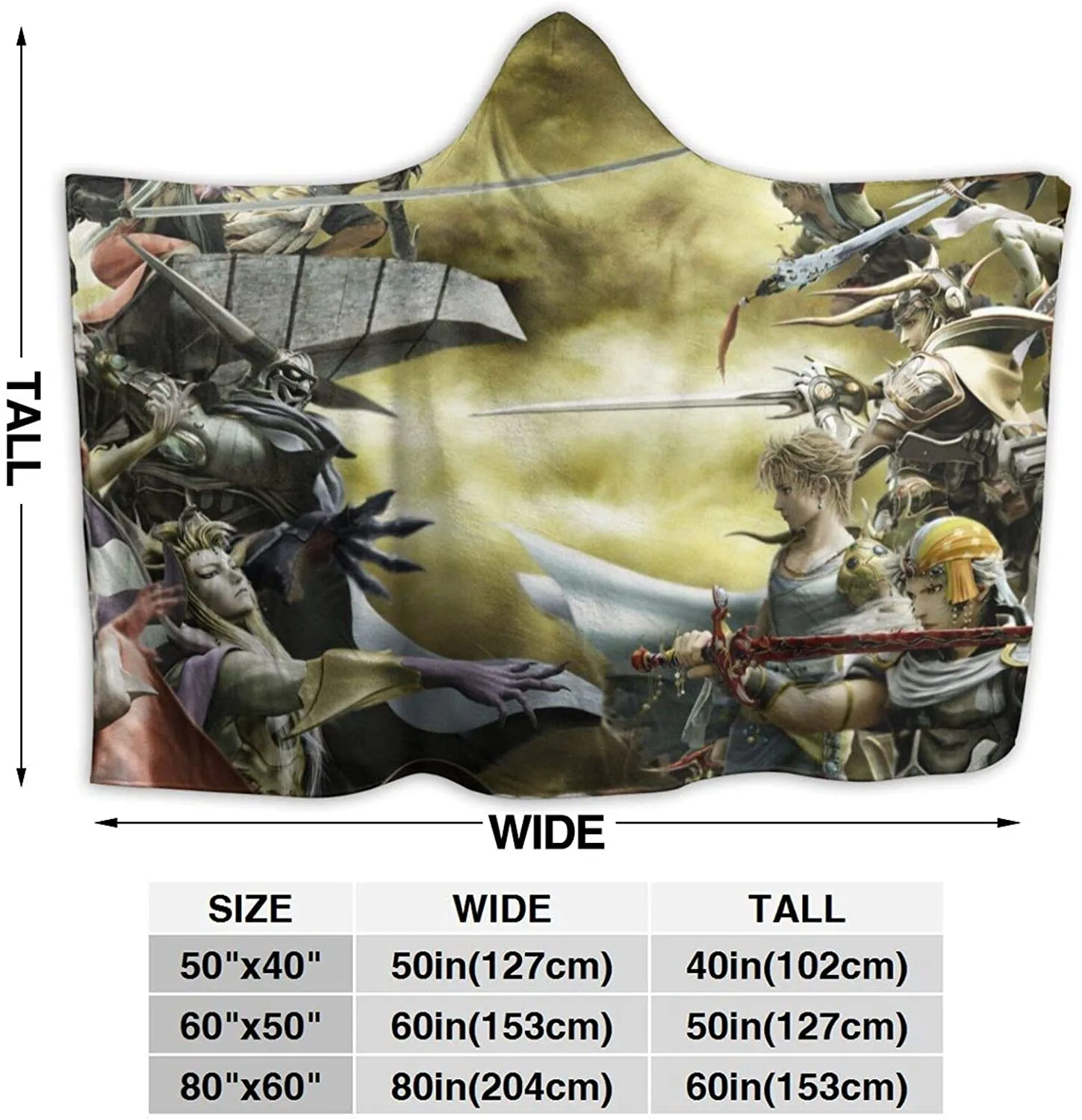 Anime Fleece Flannel Hooded Blankets - Final Fantasy Travel Blankets