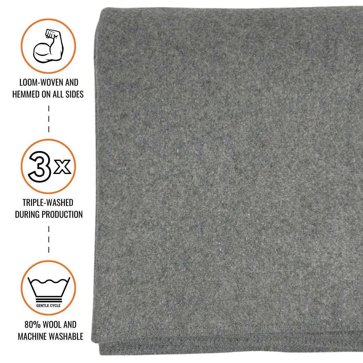 Arcturus Military Wool Blanket - Stone Gray | 4.5 lbs (64" x 88")