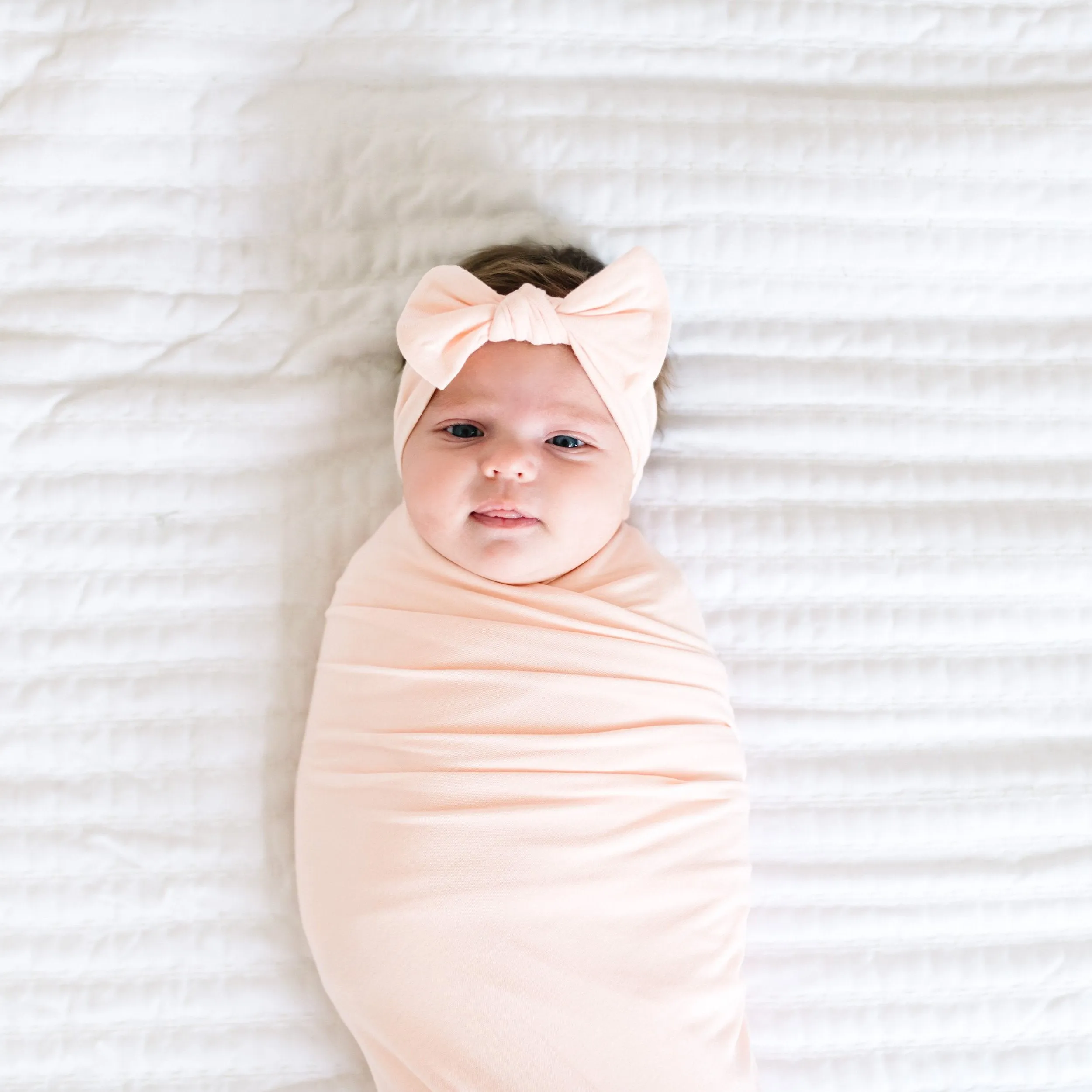 Copper Pearl Knit Swaddle Blanket | Blush