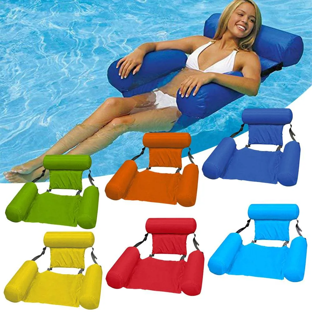 Inflatable Foldable Floating Row Swimming Pool Water Hammock Air Mattresses Bed Beach Water Sports Lounger Chair Bed