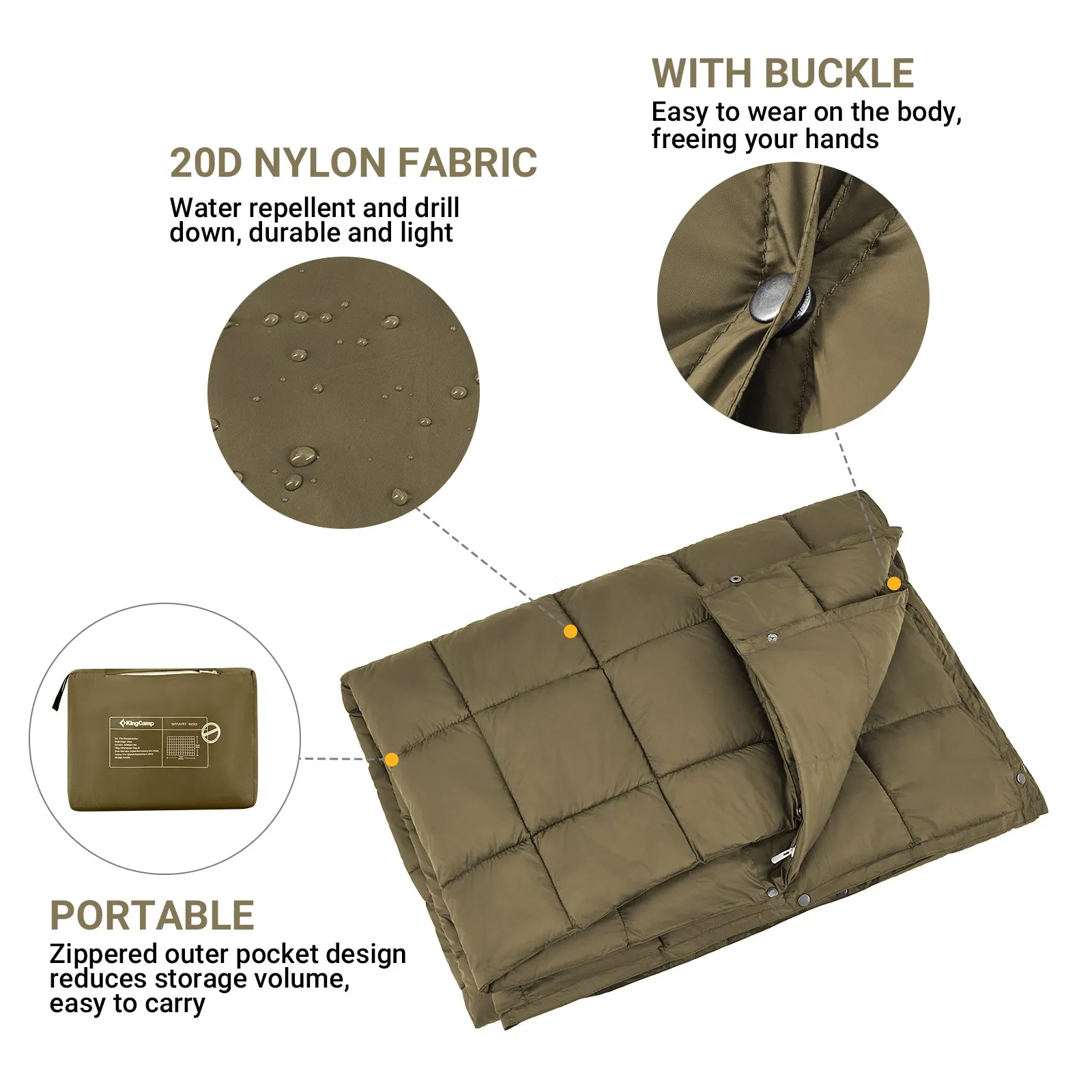 KingCamp 620 FP Lightweight Packable Camping Blanket