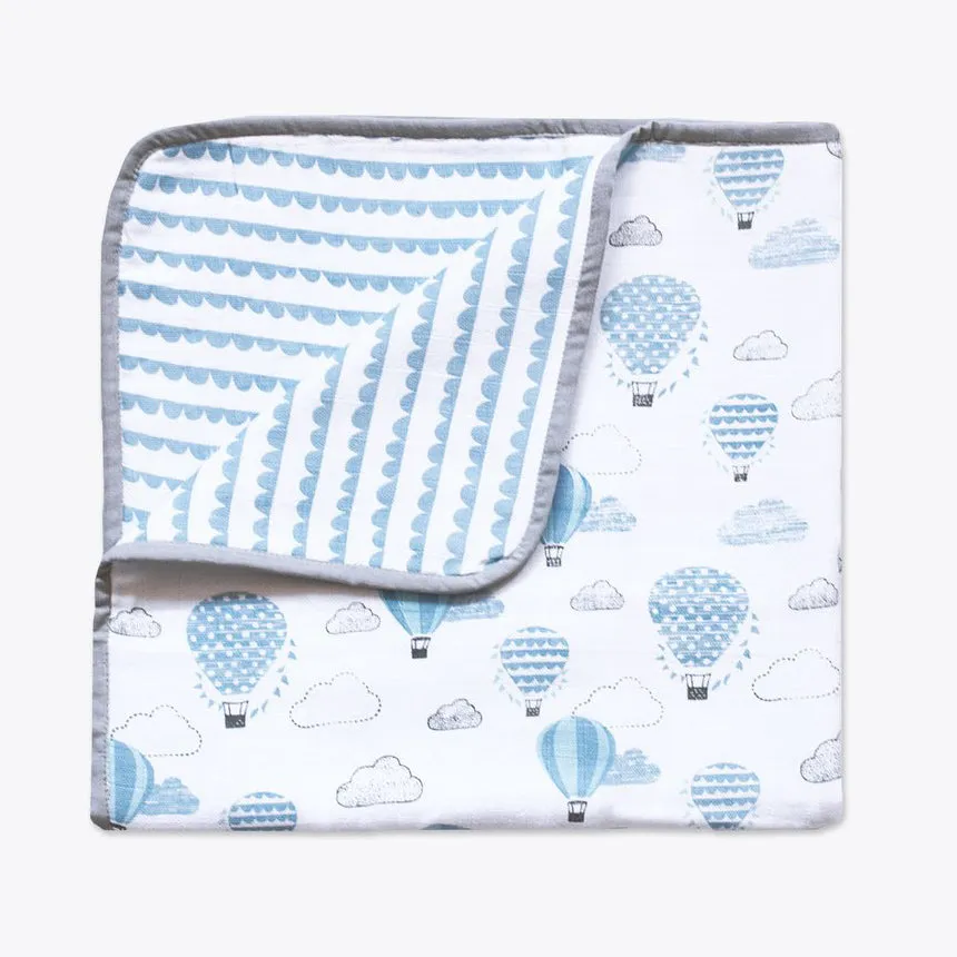 Masilo Organic Muslin Stroller Blanket - Up Up & Away (Blue)
