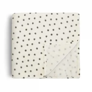 Mushie Organic Cotton Muslin Baby Swaddle - Black Daisy