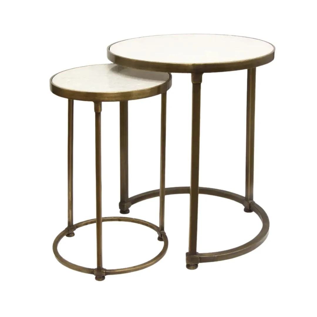 Round Gold Nesting Tables - 2pc